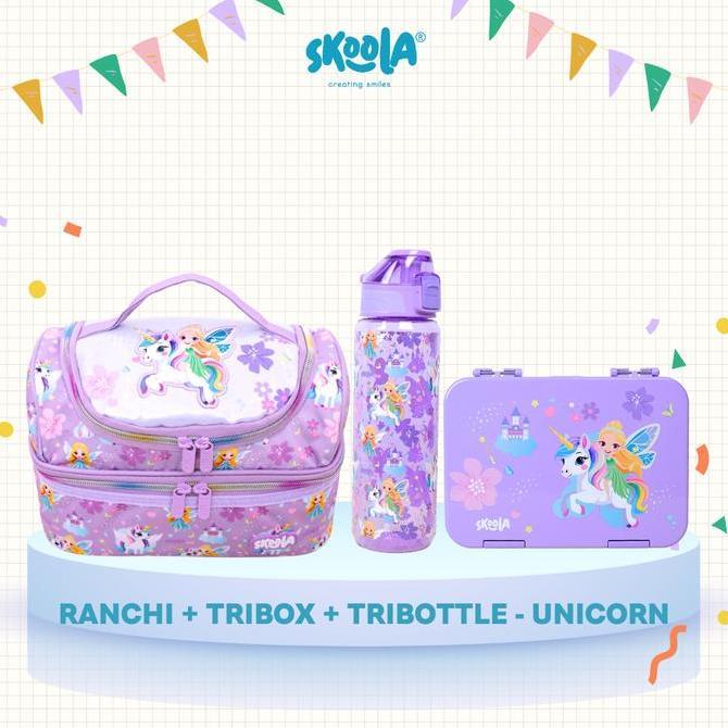 Skoola Tas Bekal Kotak Makan Dan Botol Minum Anak Perempuan Laki Set BPA Free- Ranchi