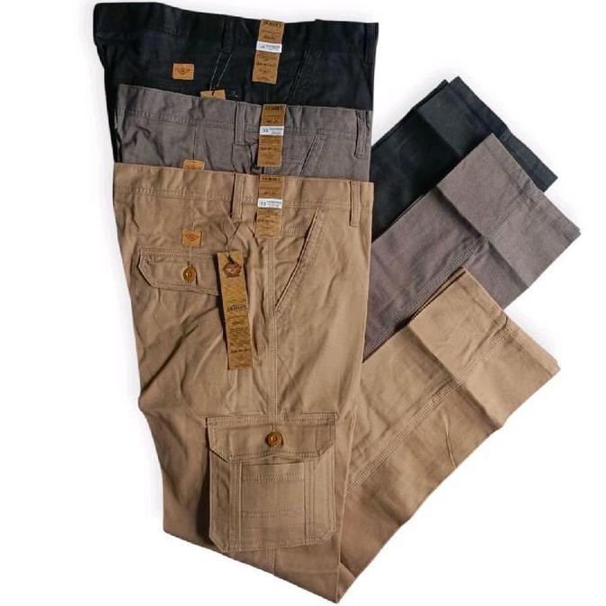 Celana Kantong Samping Cargo Panjang Pria / Celana Panjang Cargo Kantong Samping Katun Pria