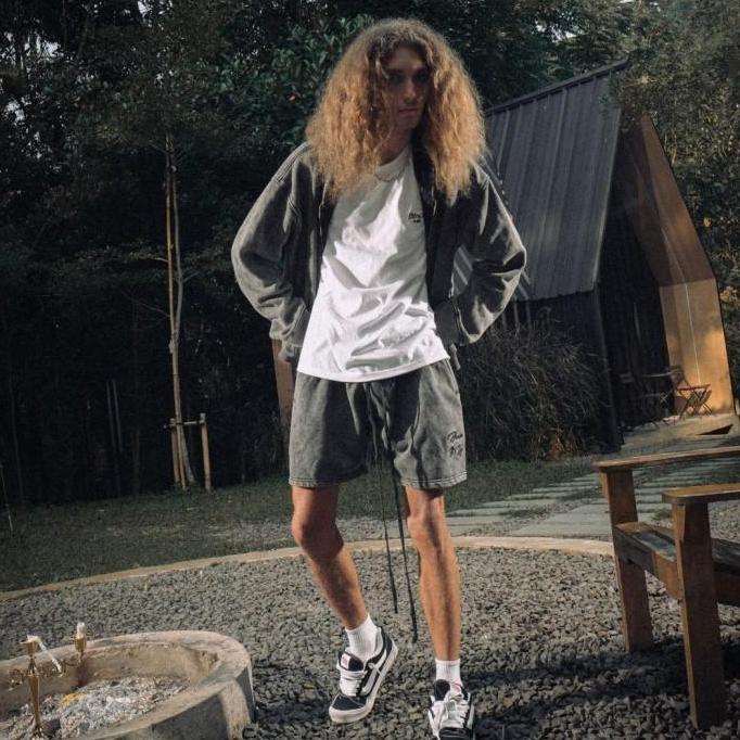 DENIMITUP Snowish Black Sweat Short - Celana Pendek Pria