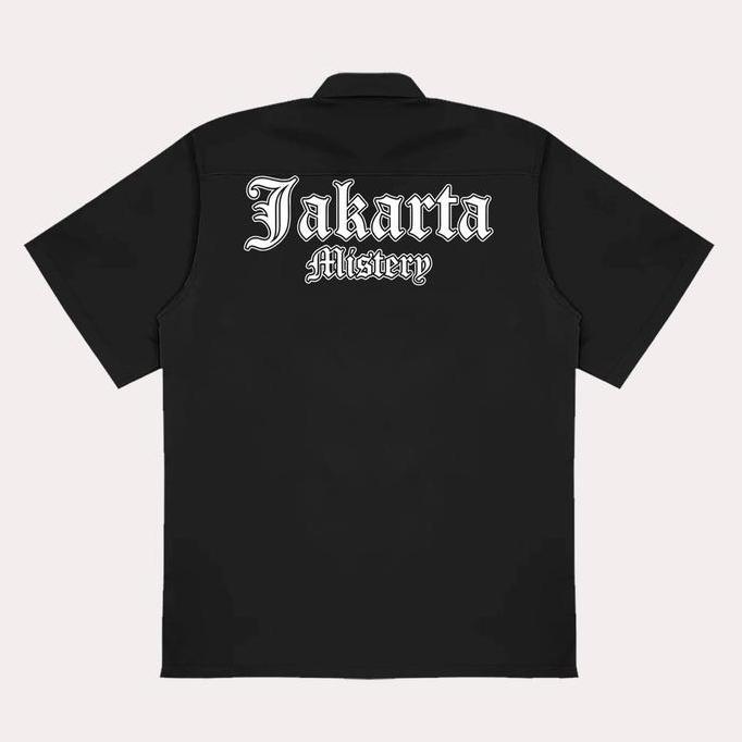 FREE ONGKIR ONESHIRT KEMEJA WORKSHIRT  DISTRO JAKARTA MISTERY BAJU PDH  KATUN HITAM KEREN