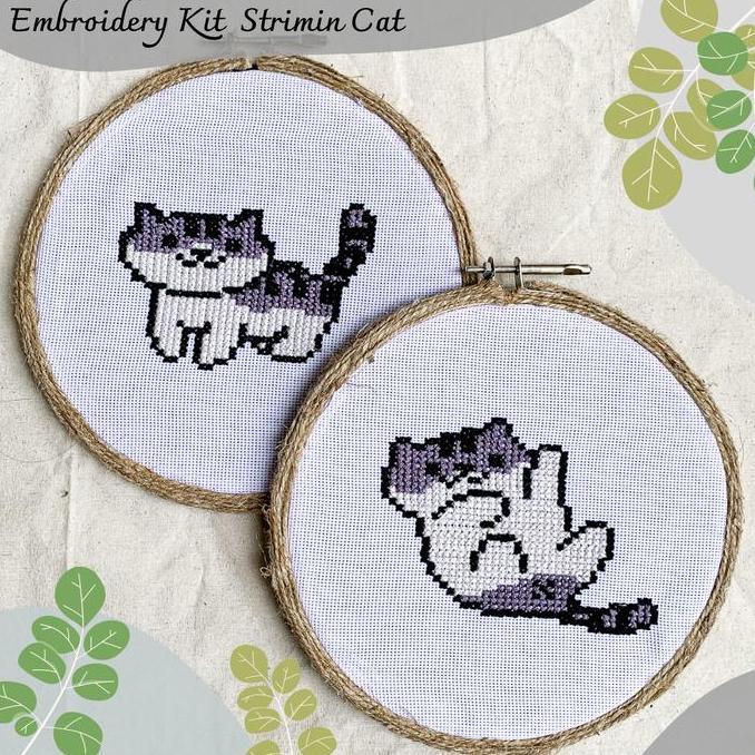 Embroidery Kit Strimin Cat - Paket sulam kristik