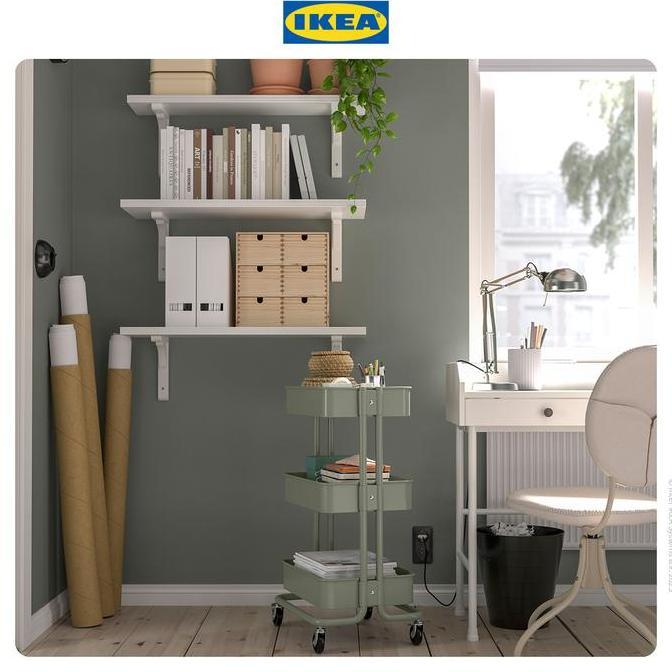 Ikea Raskog Troli Dapur Serbaguna Abu-Hijau 35X45X77Cm