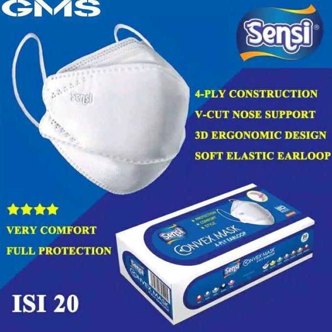 Masker Sensi Convex 4 Ply Per Box isi 20 Pcs / Sensi Convex Mask