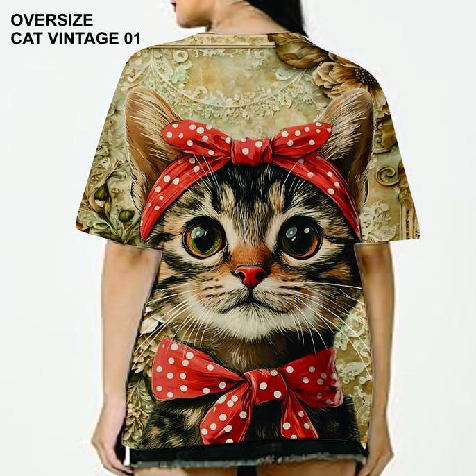 Cntikk- Kaos Oversize Full Print (Aop) All Of Printing | Motif Aop Vintage Mix 05 Animal Cute Fullpr