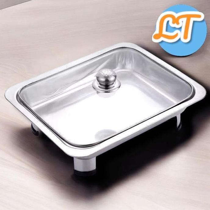 (LT.ID) Prasmanan 4Pcs Full Tutup Kaca Nampan Bahan Stainless steel Premium