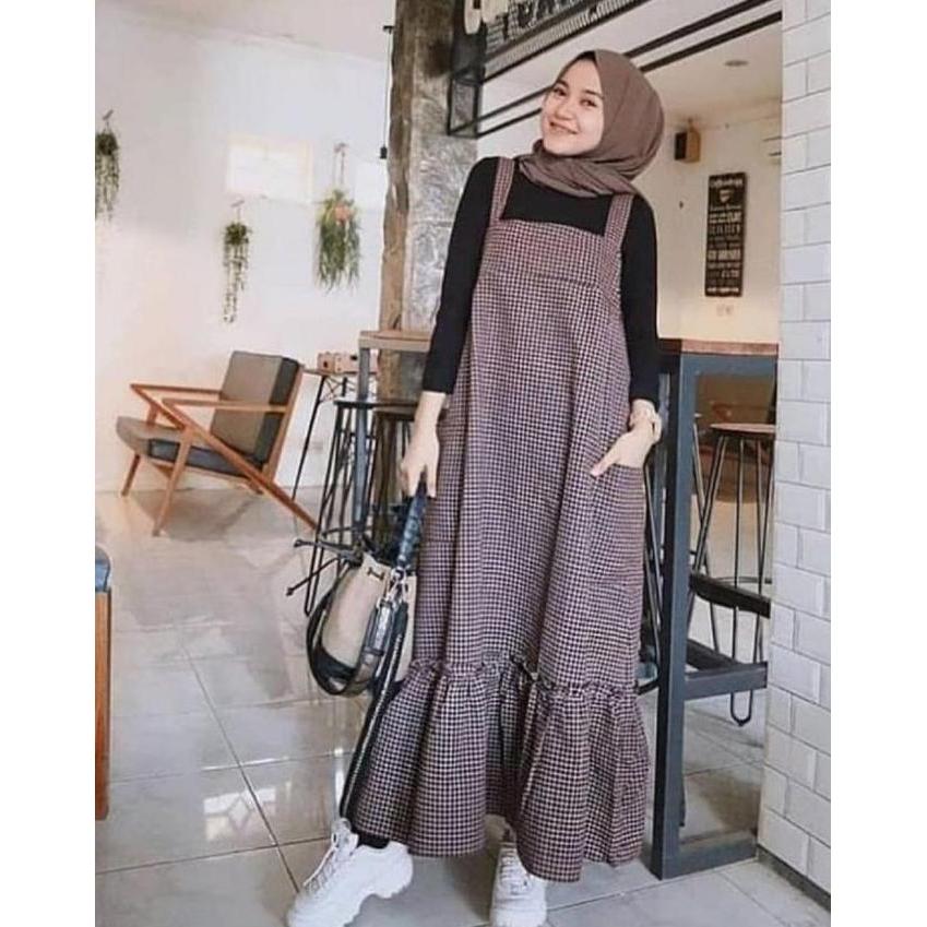 square Overall Motif Kotak Tebal Terbaru -Gamis Muslim Jumbo Oversize Ld 110