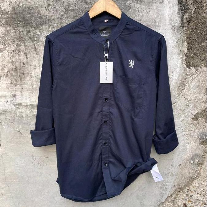 FREE ONGKIR GIORDANO KEMEJA LENGAN PANJANG PRIA SLIMFIT CASUAL BORDIR LION 3D ATASAN DEWASA MUSLIM H