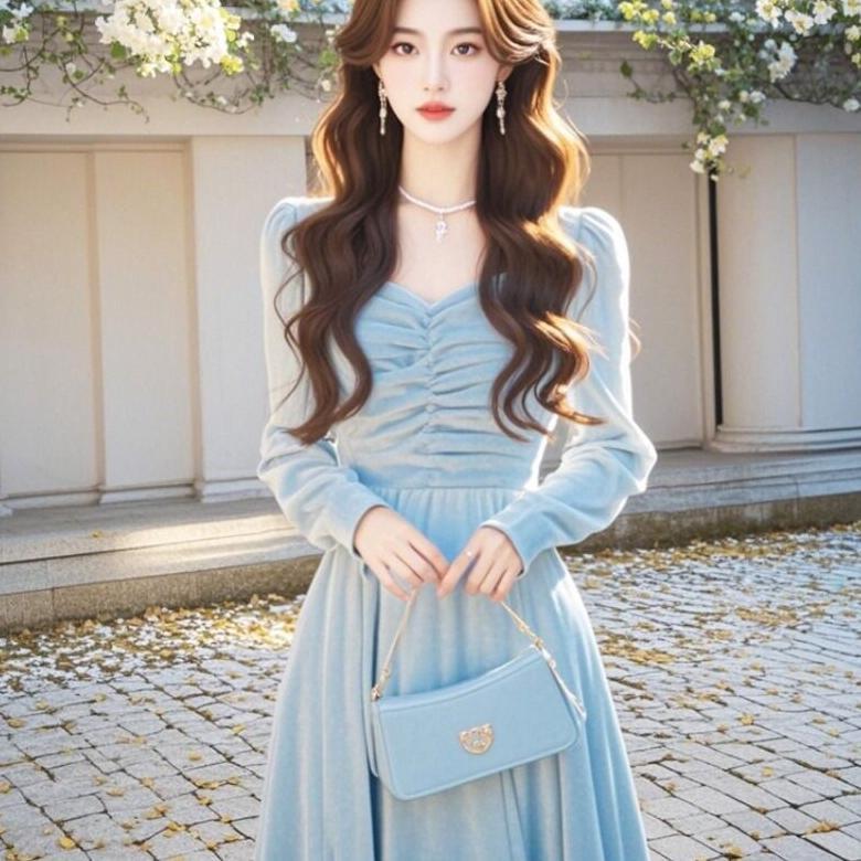 [COD] Gaun Mewah Elegant Wanita Modis Korean Style gaun simple elegan - 50