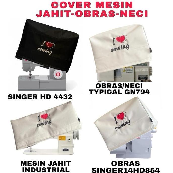 Cover Mesin Jahit Obras Neci Klasik hitam Penutup mesin jahit obras pelindung debu merk TYPICAL BROT