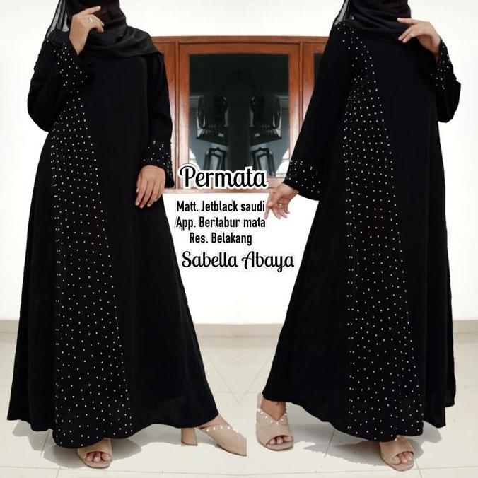 abaya gamis hitam arab permata jetblack ori termurah kualitas premium