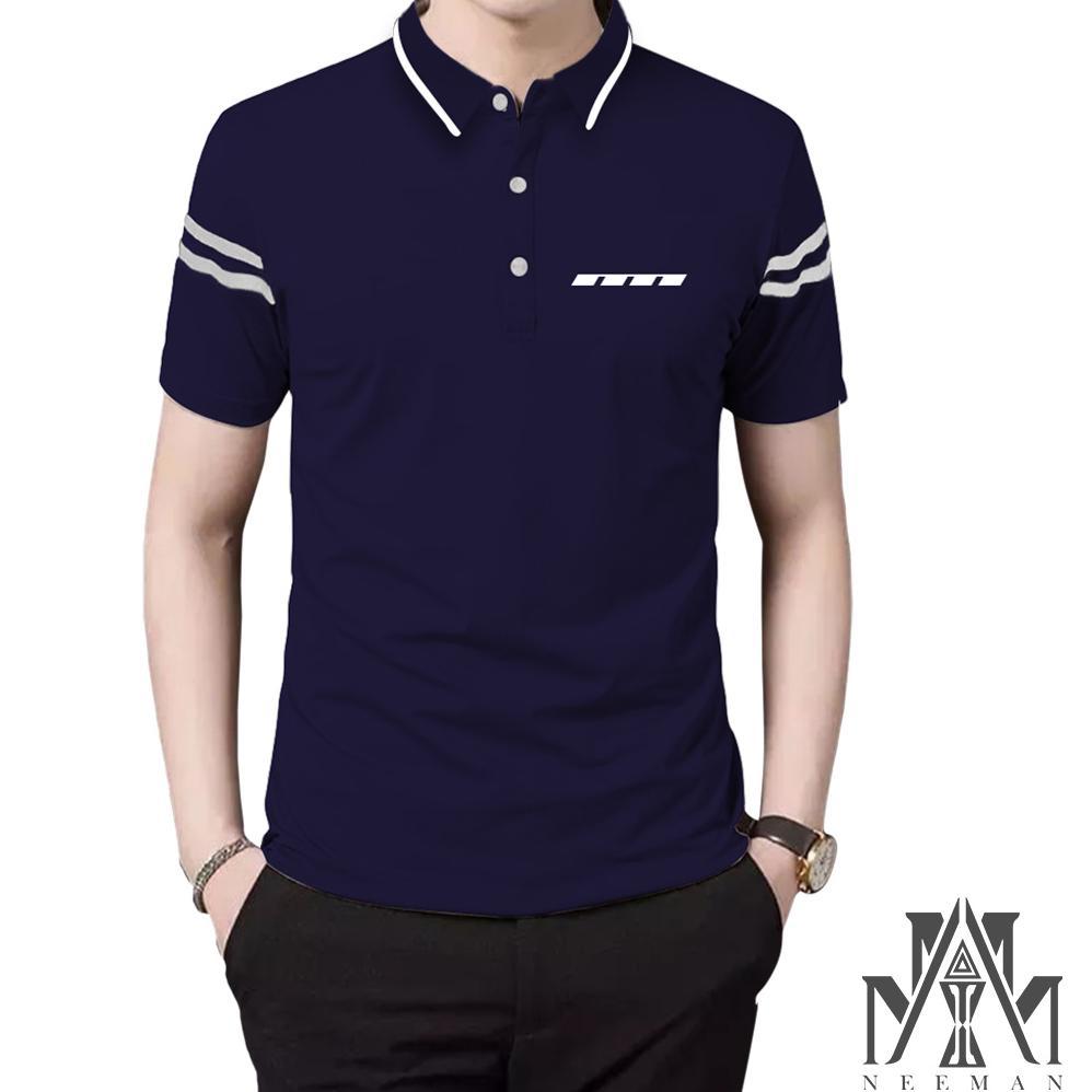 Gratong Kaos Pria Polo Saku Zebra Lengan Garis/Kerah Daun Pria