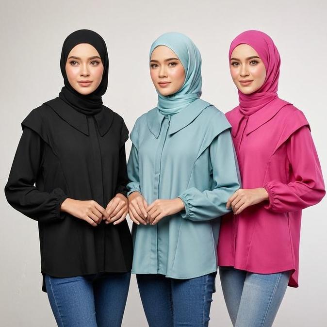 Cntikk- Blouse Selena Blus Wanita Jumbo Oversize Panjang - Katun Premium Import Atasan Motif Baju Ny