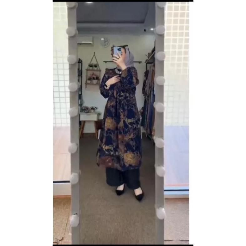 Berkualitas Setelan Long Tunik Wanita Nadira Set Long Tunik Setelan Kulot Wanita Oneset Wanita