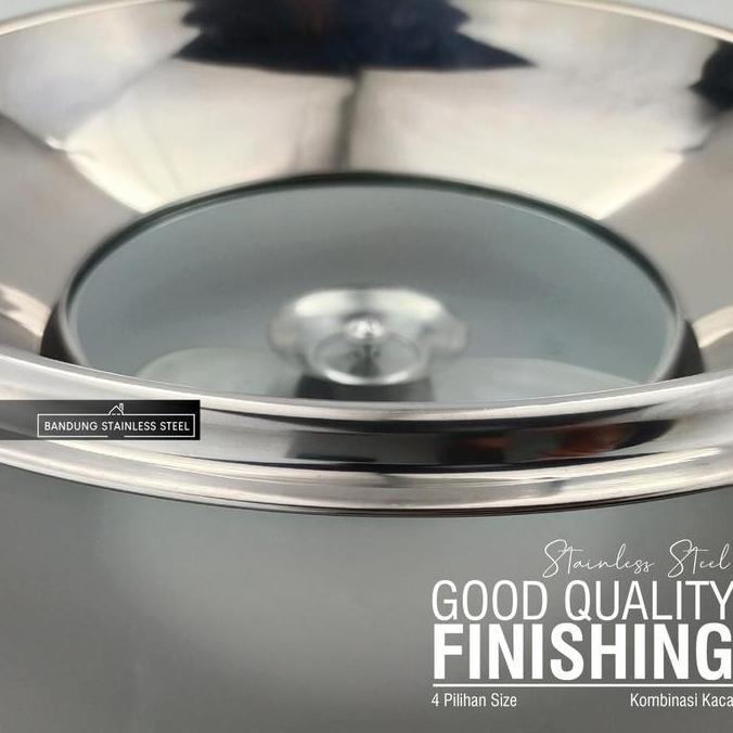 Kualitass- Tutup Panci Multifungsi Stainless Kaca Wajan Kuali Penggorengan Kukus