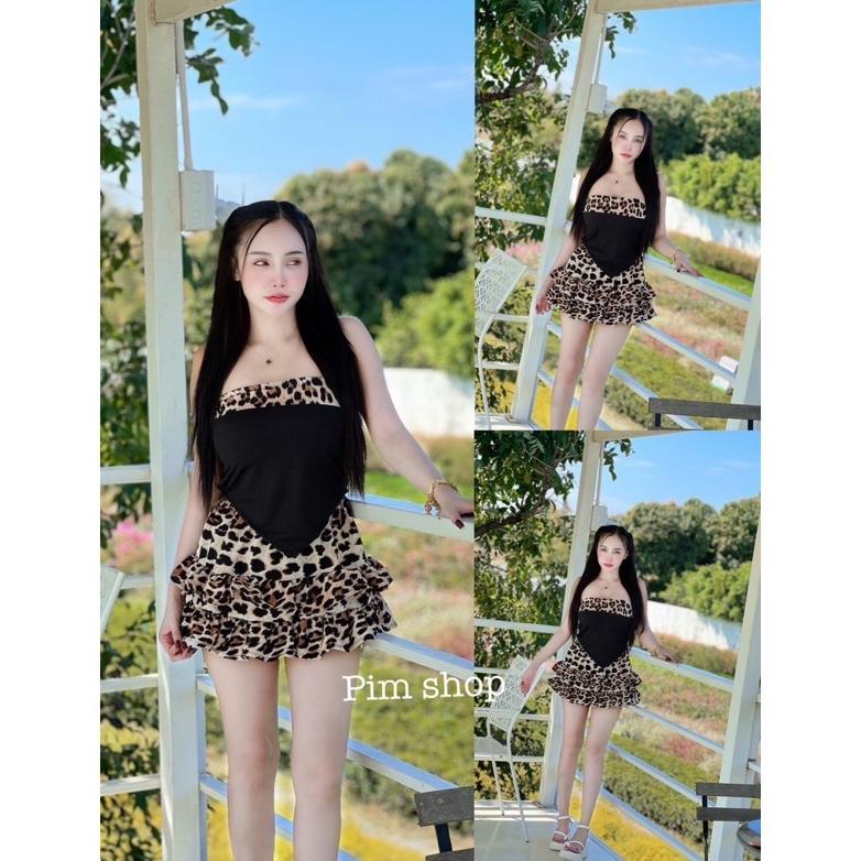 Awet Stelan Kemben Rok Mini Leopard  / Setelan Kemben Leopard Import Bkk