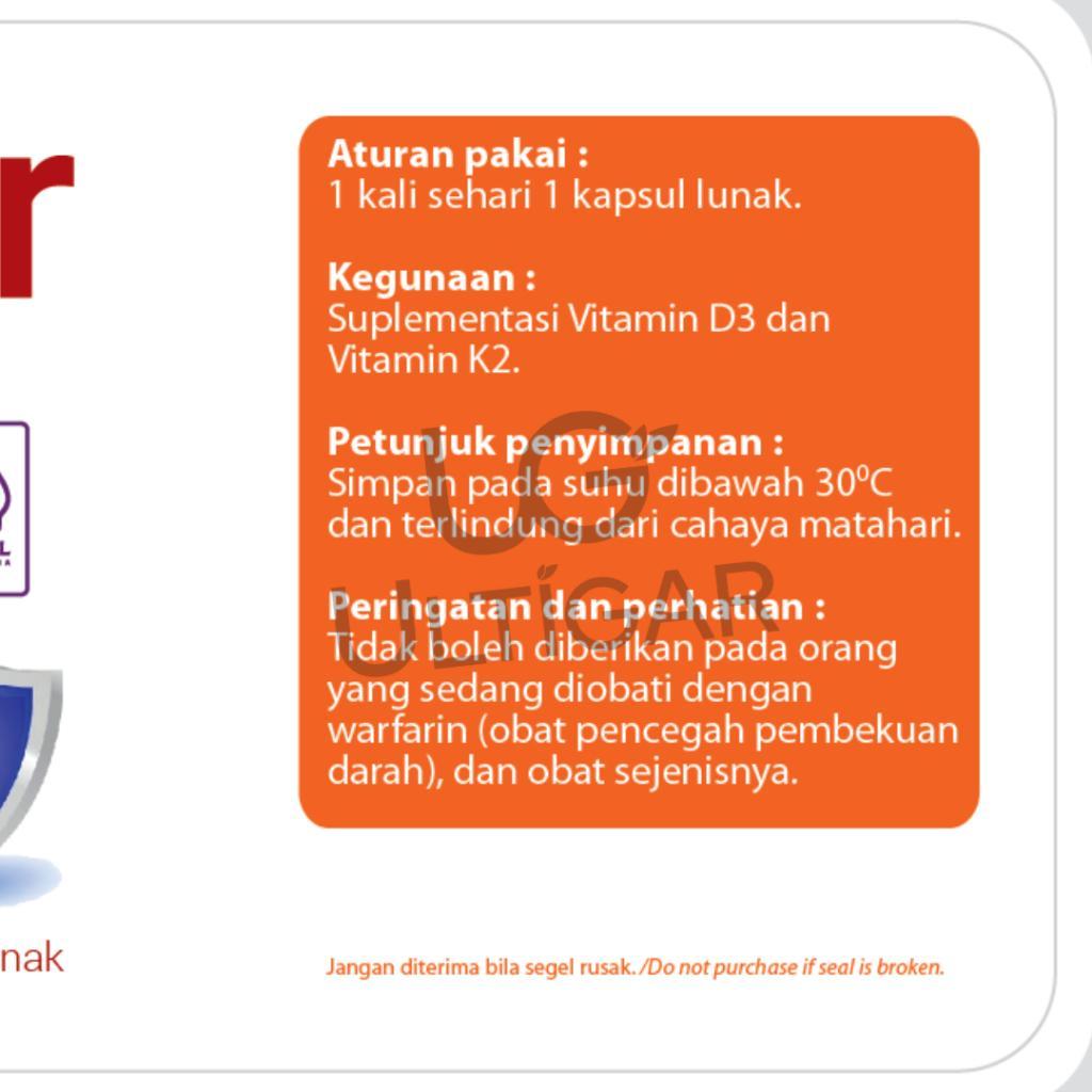 Ultigar Vitamin K2 + D3 -  K2 120 Mcg D3 400 Iu - Botol Isi 30 Kapsul Lunak - Suplemen Kesehatan