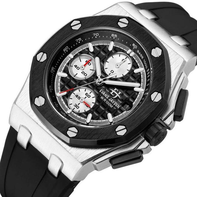jam tangan Evans Jayden Jam Tangan Pria 9560-1 Rubber Silicon Kaca Sapphire Chronograph Water Resist