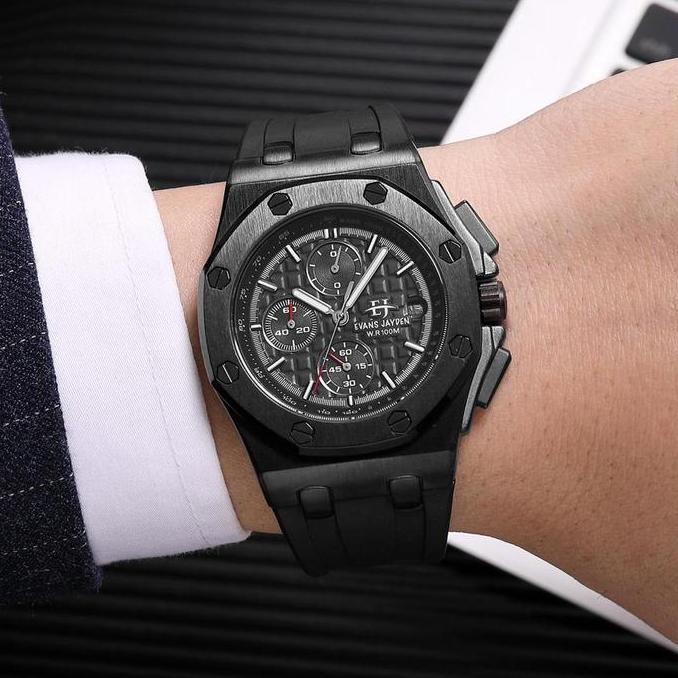 Evans Jayden Jam Tangan Pria 9560 Rubber Silicon Kaca Sapphire Chronograph Water Resistant 10 ATM