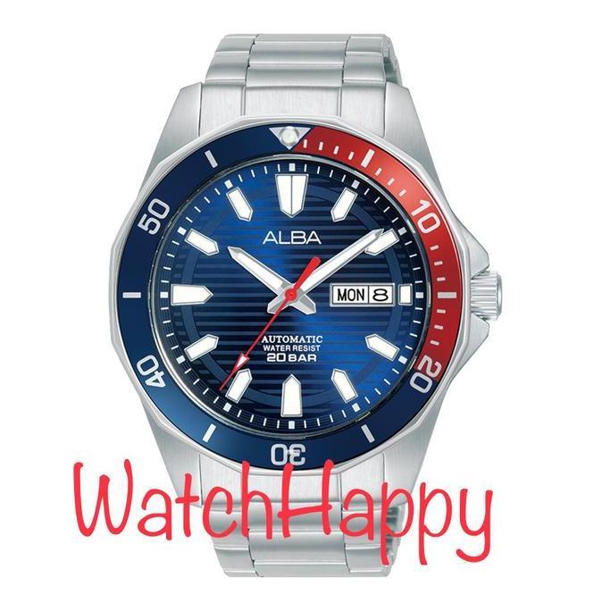 ALBA AL4455X1 AL4455 AZURE BLUE DIAL WITH BLUE RED BEZEL 100%ORINAL