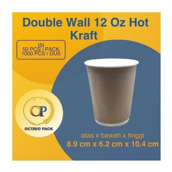 Paper Cup Double Wall Kraft 12 Oz / Double Wall 12 Oz Hot / Paper Cup Double Wall (Isi 50 pcs) BISA 