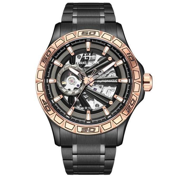 Evans Jayden Jam Tangan Pria 9565 Rantai Automatic Movement Stainless Steel Kaca Sapphire Chronograp