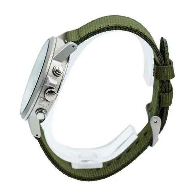 Jam Tangan Pria Chronograph Alba AM3855X1 Tali Canvas Hijau Army Display Quartz Water Resistant 10 B