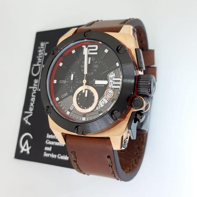 Jam Tangan Pria Alexandre Christie AC 6456 MC Drak Brown Rosegold