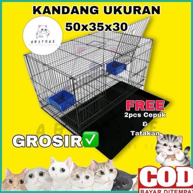 GROSIR Kandang Besi Lipat 50x35x30 Umbaran Kandang Burung Love Bird Kandang Kucing Kandang Anjing Ka