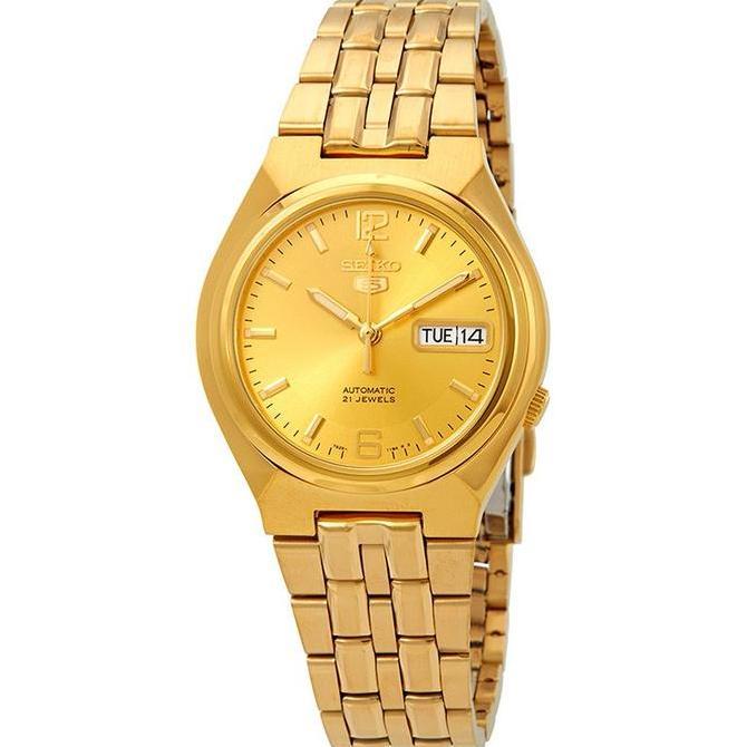 [Luxolite] SEIKO Jam Tangan Pria 5 SNKL64K1 Automatic Gold Dial Gold Stainless Steel Strap