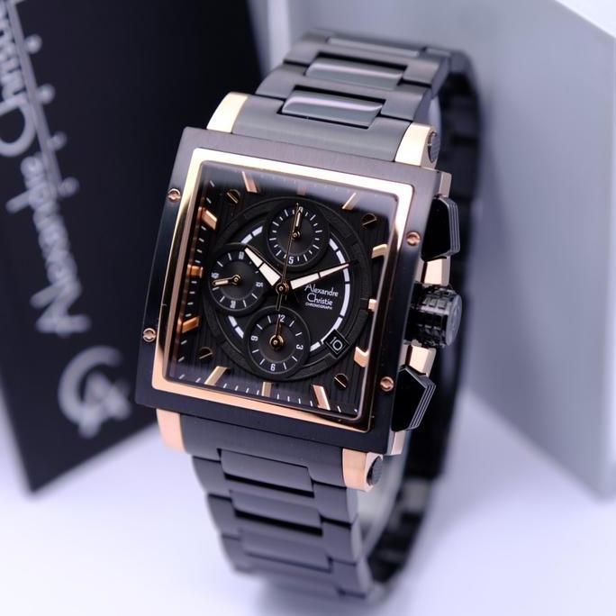 JAM TANGAN PRIA ALEXANDRE CHRISTIE 6182 ROSE GOLD HITAM ORINAL