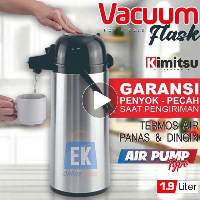 Termos Air Panas Stainless Kimitsu Kvf190 Termos Tekan Termos Pencet Termos Tekan 2 Liter Termos Pen