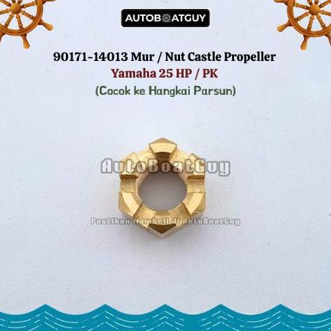 90171-14013 Mur / Nut Castle Propeller Yamaha 25 HP / PK (Cocok ke Hangkai Parsun)
