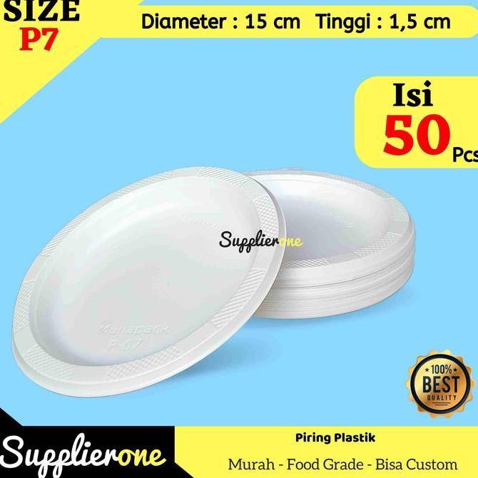 Piring Plastik / Piring Plastik Putih Susu / Piring Plastik Isi 50Pcs murah