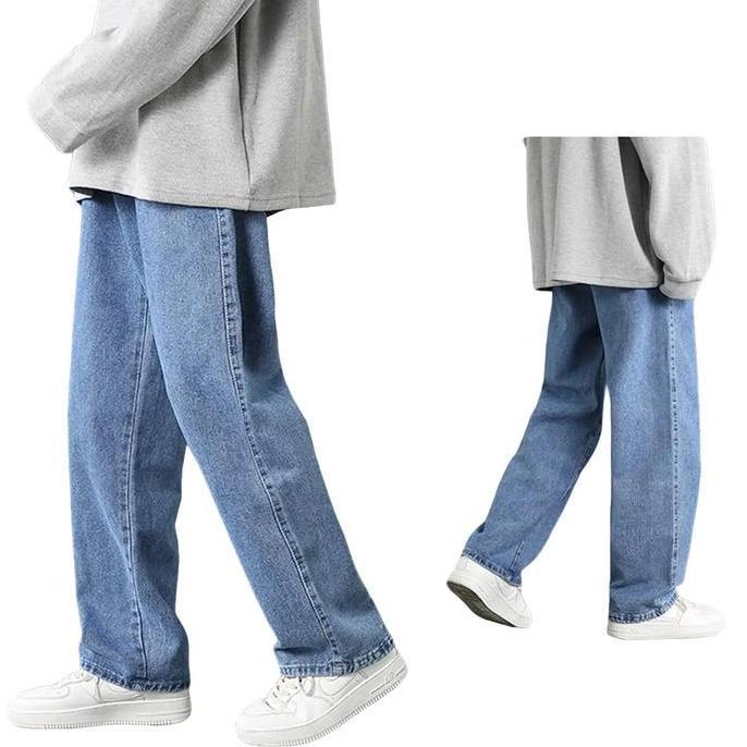 Celana jeans pria dewasa jeans pria blue jeans straht loose jeans celana panjang 2024 musim panas ba