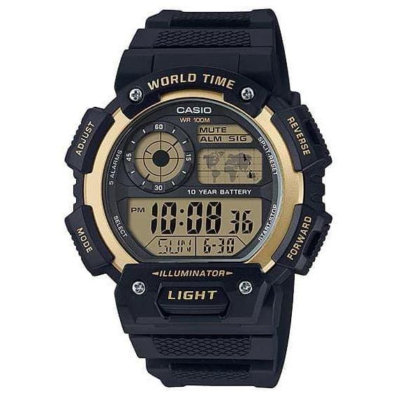 CASIO AE-1400WH-9A DITAL ILLUMINATOR WORLD TIME ORINAL