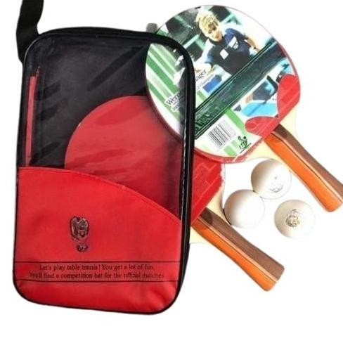 paket isi 2 bet bat bed pingpong tenis meja (bet tas bola) BTF tas merah