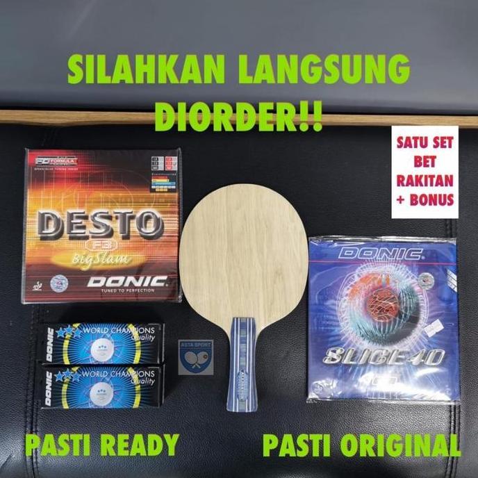 Bet Bertahan Donic lengkap karet Donic 2 sisi set