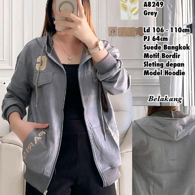 JAKET HOODIE SUEDE IMP BANGKOK Wanita Tebal Keren