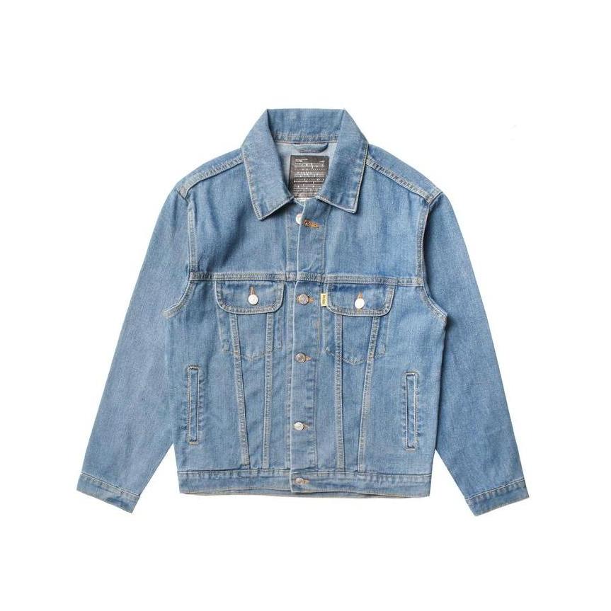 Vearst Trucker Jacket Duin Lht Blue Washed Denim Pria Jaket Outer Kancing