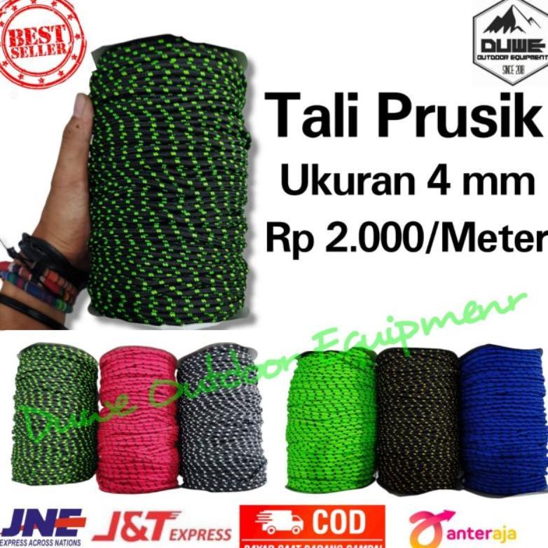 Bisa COD Tali Prusik PER 1 Meter 4mm-Tali Jemuran-Tali Flysheet Tenda- Prusik Meteran