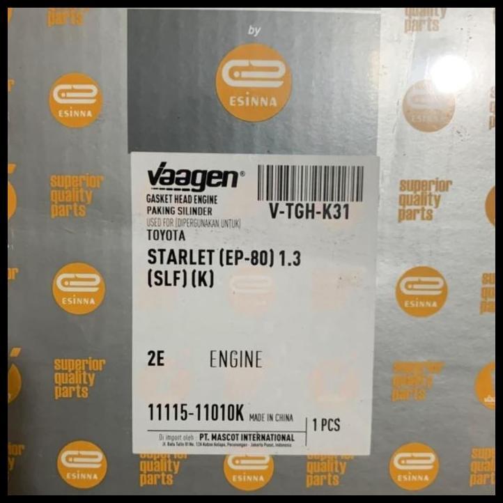 TERMURAH PACKING PAKING GASKET CYLINDER HEAD TOYOTA STARLET 1.3 EP80 EP81 KAPSUL 1990-1998 ORIGINAL 