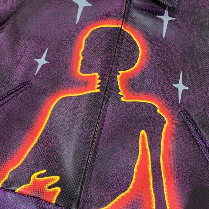 EVILSPIRIT LEATHER JACKET - EVELYN PULE UNISEX Jaket Printing Pria Panjang Nyaman Hh Zipper Distro C