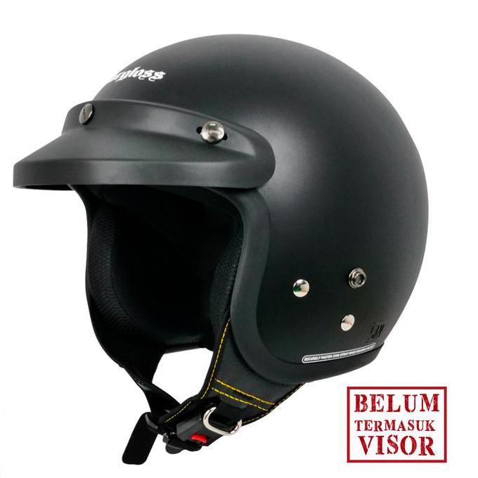 Helm Cargloss Original CFM Retro Army Half Face - Black Doff accessories motor motorcycle