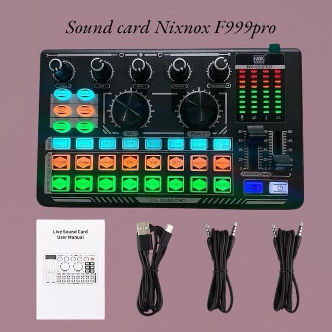 TERBARU Nixnox V8NEW F999Pro Sound Card  Mixer Bluetooth Audio USB External soundcard live phone PC-