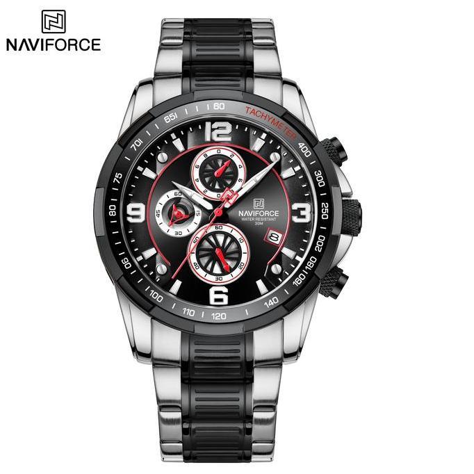 Jam Tangan Pria Navi Force Original Anti Air Chronograph Nf 8020S S/B