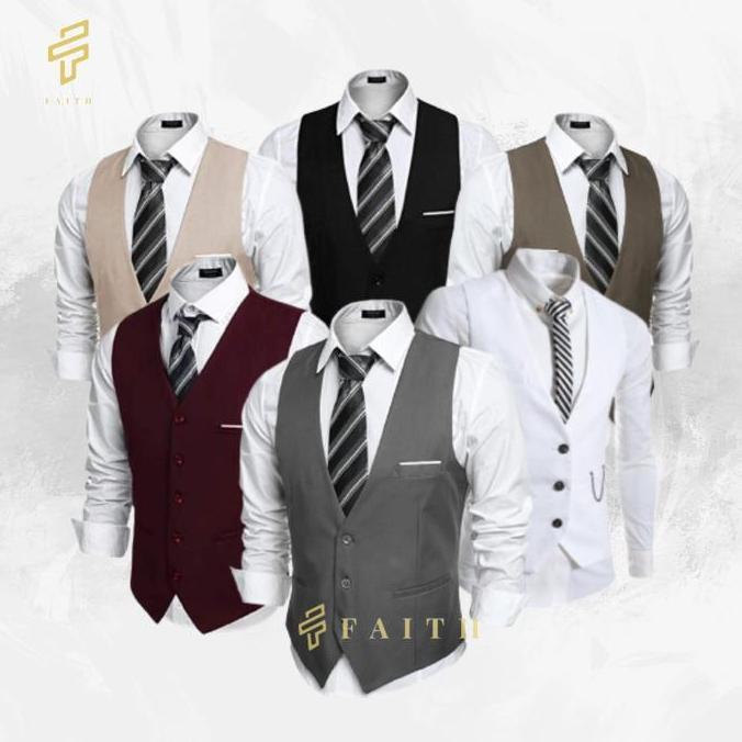 Faith - Rompi Jas Dewasa Warna Coklat Rompi Jas Pria Dewasa Rompi Pria Rompi Jas Dewasa Tebal Hitam 