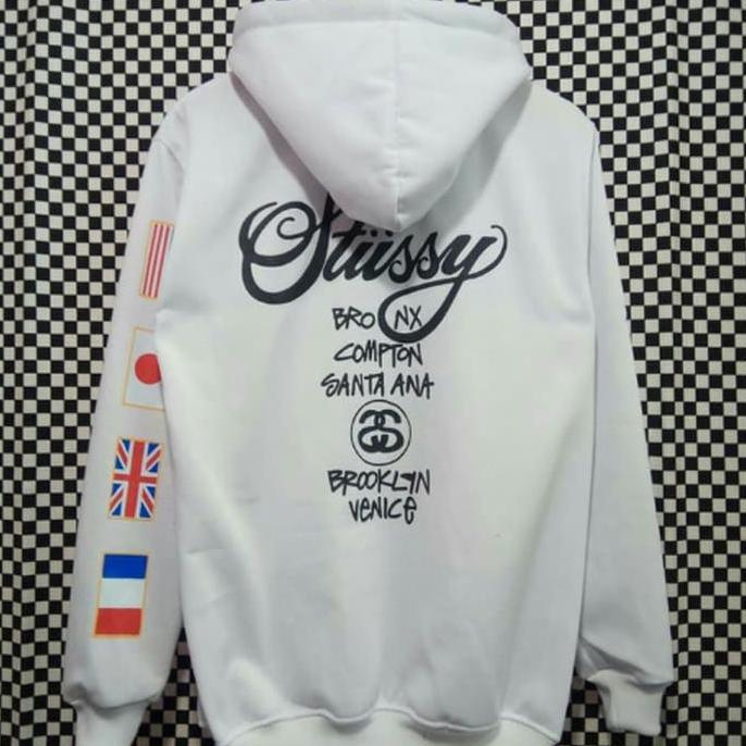 SWEATER HOODIE STUSSY WHITE/SWEATER STUSSY NEW YORK