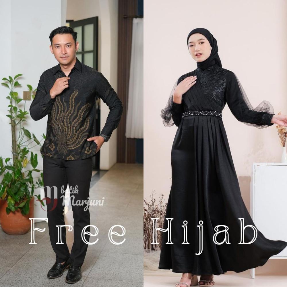 (ADA JUMBO) Amara Dress Couple Kemeja Batik gamis busui Brokat kombinasi gamis muslim wanita gamis p