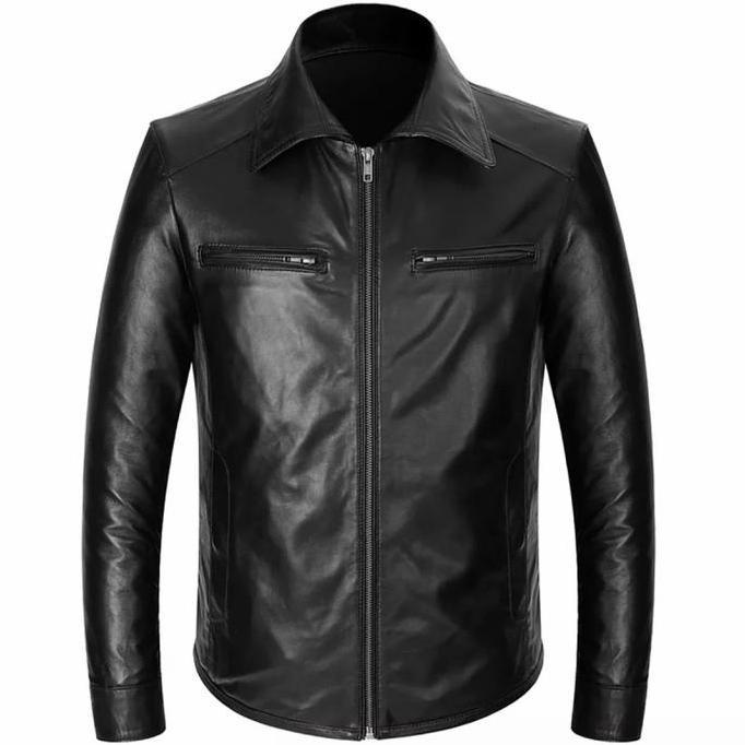 jaket kulit pria - jaket kulit asli - jaket kulit domba - model kerah