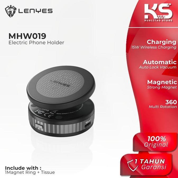 LENYES Magnetic Car Holder Electric with Wireless Charging 15W Vacuum Suction 360 Rotation MHW019